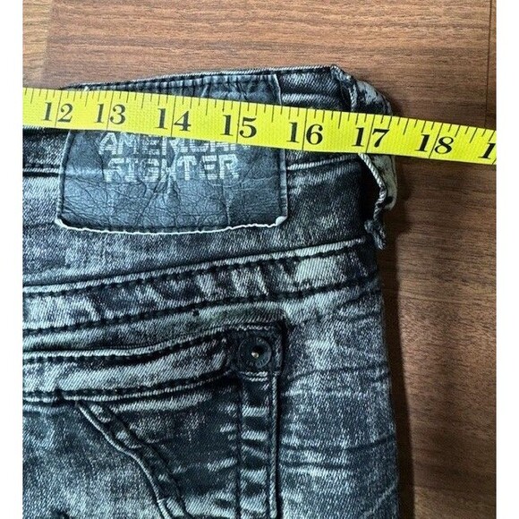 American Fighter Striker Jeans Mens 31 (31x33) Black Relaxed Straight Distressed - Picture 16 of 16